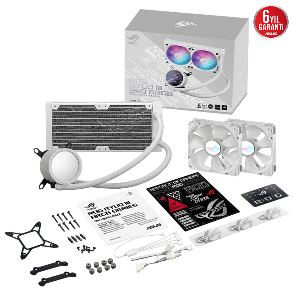 ASUS ROG Ryuo III 240 ARGB White Edition 240mm İşlemci Sıvı Soğutucu (90RC00J2-M0UAY0)