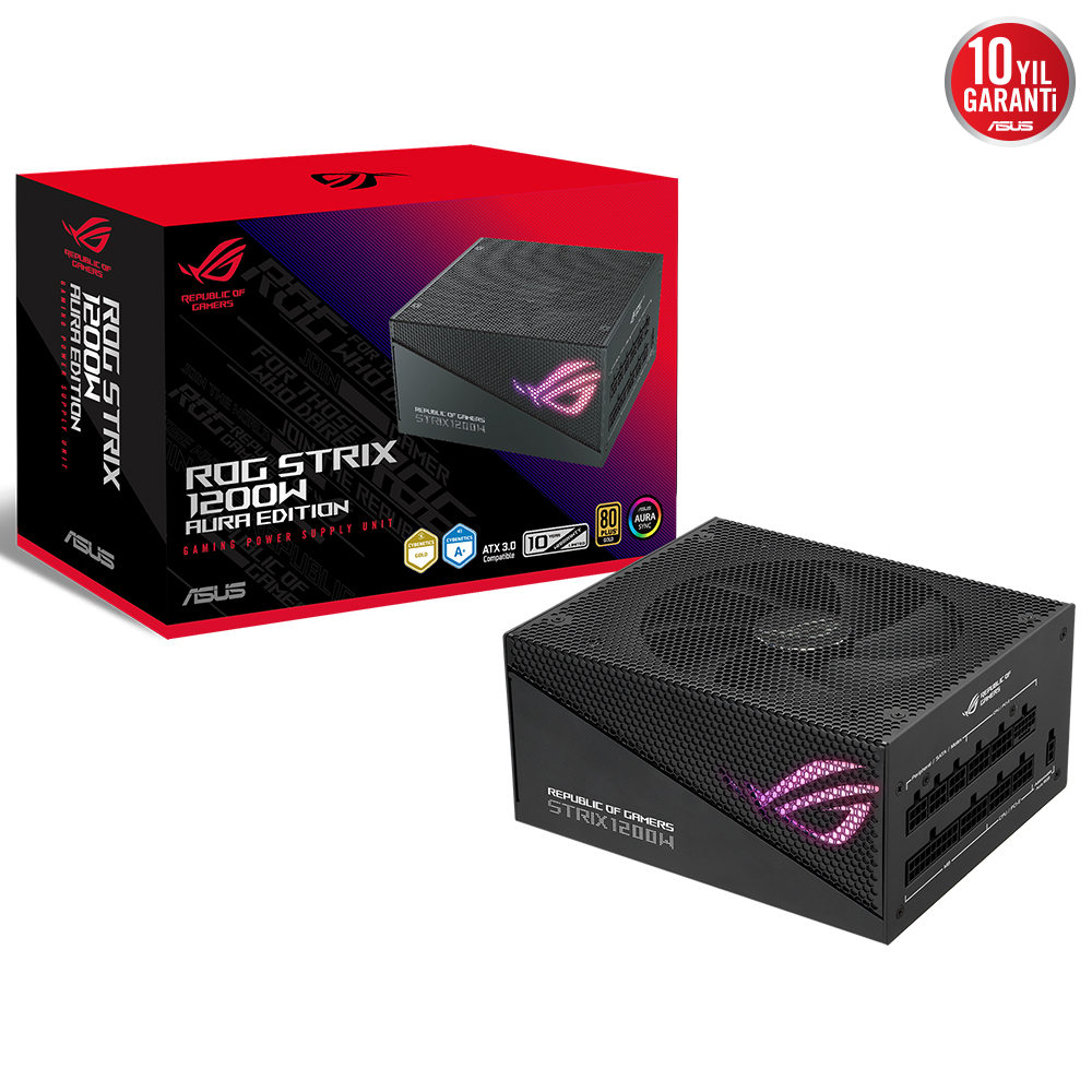 ASUS ROG-STRIX-1200G AURA 80+ GOLD 1200W Modüler ATX 3.0 PCI-E 5.0 Power Supply (90YE00S0-B0NA00)
