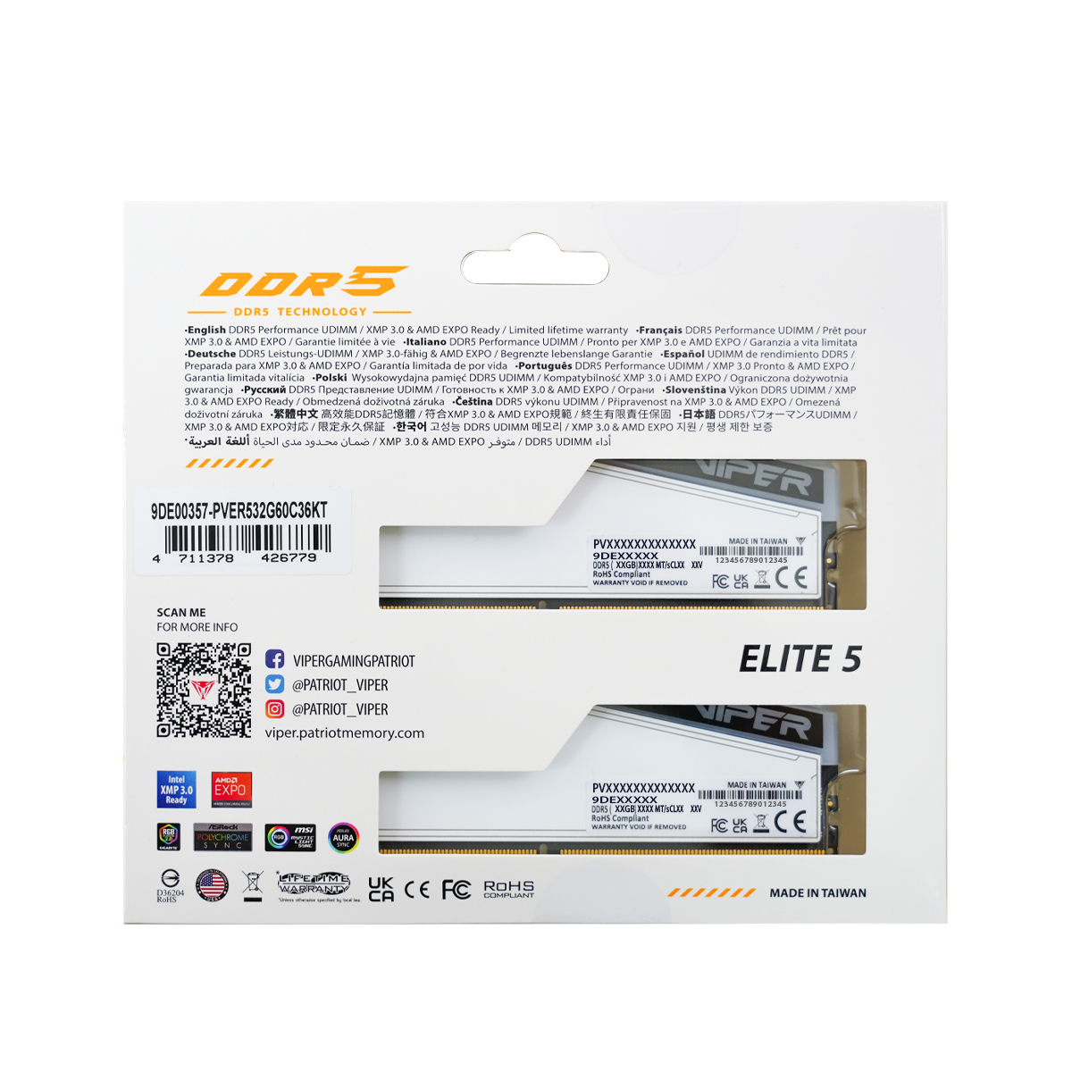 Patriot Viper Elite 5 RGB TUF PVER532G60C36KT 32GB (2x16GB) DDR5 6000MHz CL36 Gaming Ram (Bellek)