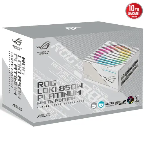 ASUS ROG-LOKI-850P-SFX-L-GAMING White Edition 850W 80 Plus Platinum 120mm Full Modüler Gaming (Oyuncu) Power Supply
