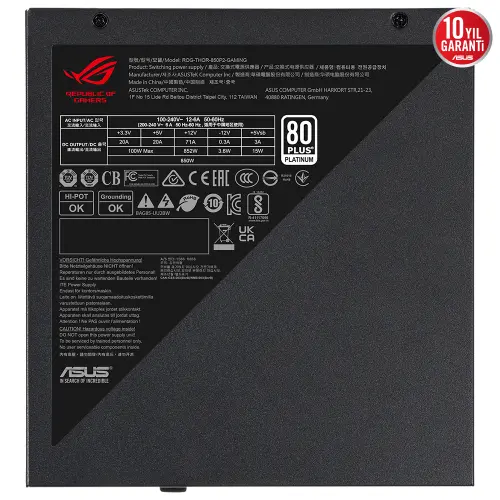 ASUS ROG-THOR-850P2 850W 80+ Platinum 135mm Full Modüler Gaming Power Supply