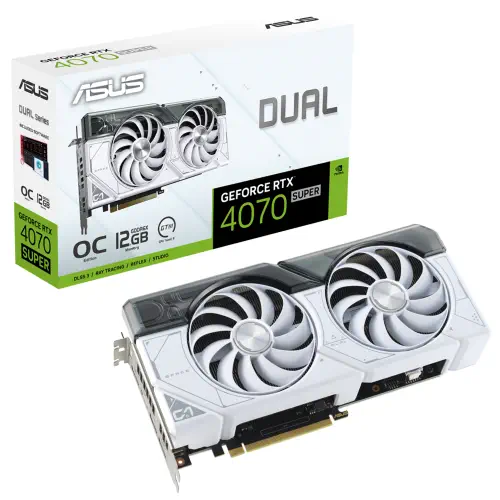 Asus Dual GeForce RTX 4070 SUPER WHITE OC DUAL-RTX4070S-O12G-WHITE GDDR6X 192Bit DX12 DLSS 3 Gaming (Oyuncu) Ekran Kartı