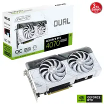 ASUS Dual GeForce RTX 4070 SUPER WHITE OC DUAL-RTX4070S-O12G-WHITE GDDR6X 192Bit DX12 DLSS 3 Gaming (Oyuncu) Ekran Kartı