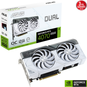 ASUS Dual GeForce RTX 4070 SUPER WHITE OC DUAL-RTX4070S-O12G-WHITE GDDR6X 192Bit DX12 DLSS 3 Gaming (Oyuncu) Ekran Kartı