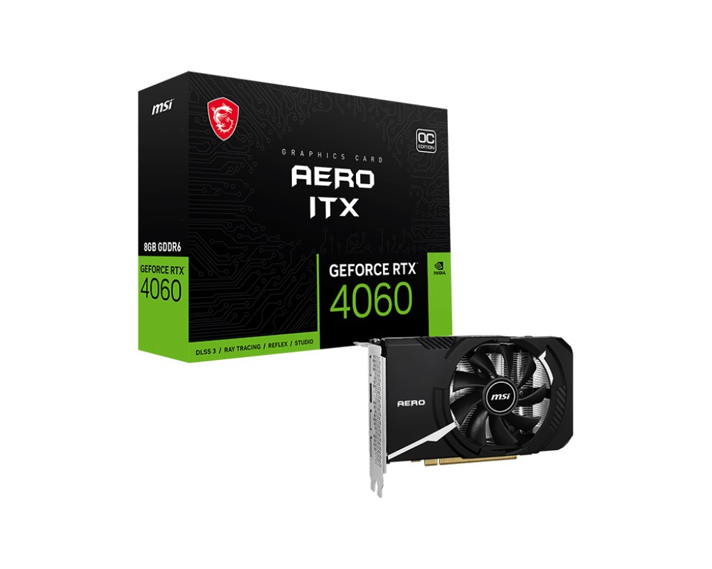 MSI GeForce RTX 4060 Aero ITX 8G OC RTX 4060 8GB GDDR6 128Bit DX12 Gaming (Oyuncu) Ekran Kartı