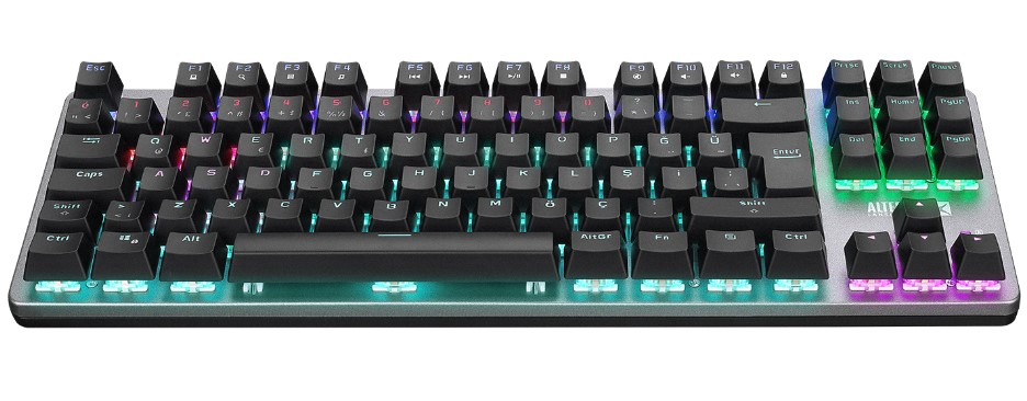 Altec Lansing ALGK8404GR Siyah/Gümüş Red Switch Rainbow 87 Tuşlu Süper Kompakt Mekanik Gaming (Oyuncu) Klavye