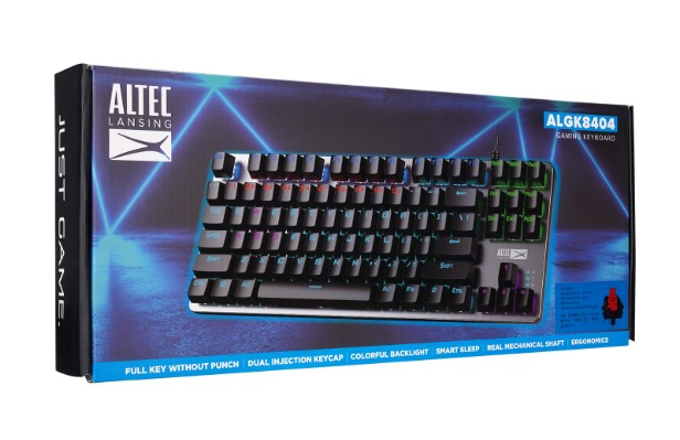 Altec Lansing ALGK8404GR Siyah/Gümüş Red Switch Rainbow 87 Tuşlu Süper Kompakt Mekanik Gaming (Oyuncu) Klavye