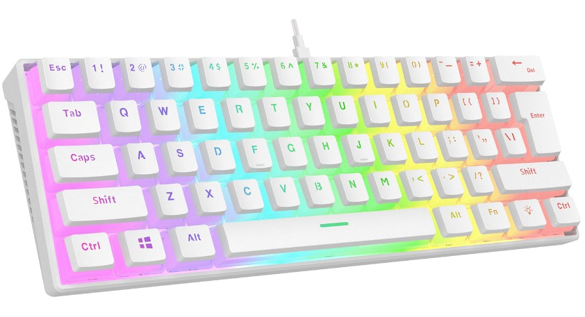Rampage RADIANT K11 Beyaz Type-C Bağlantılı RGB Puding Keycaps US Layout Red Switch Gaming (Oyuncu) Klavye