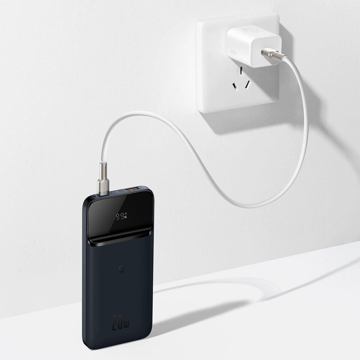 Baseus MgSafe Overseas 20W 10.000 mAh Kablosuz Şarjlı Powerbank Mavi