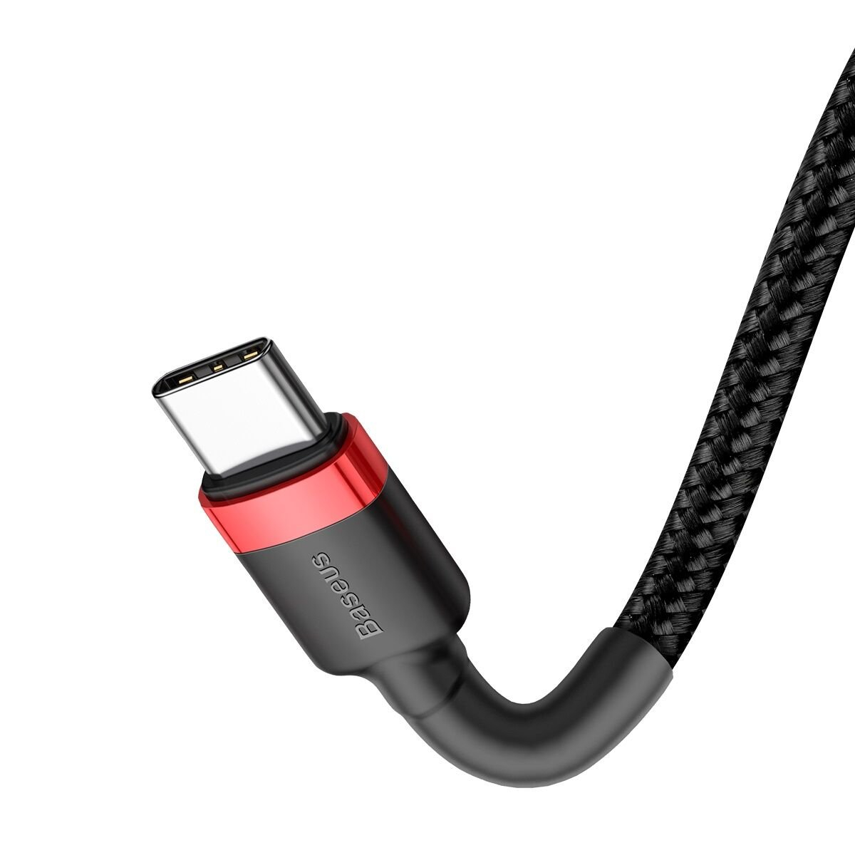 Baseus Cafule 3A Type-C 2 Metre 60W Şarj Kablosu Siyah/Kırmızı