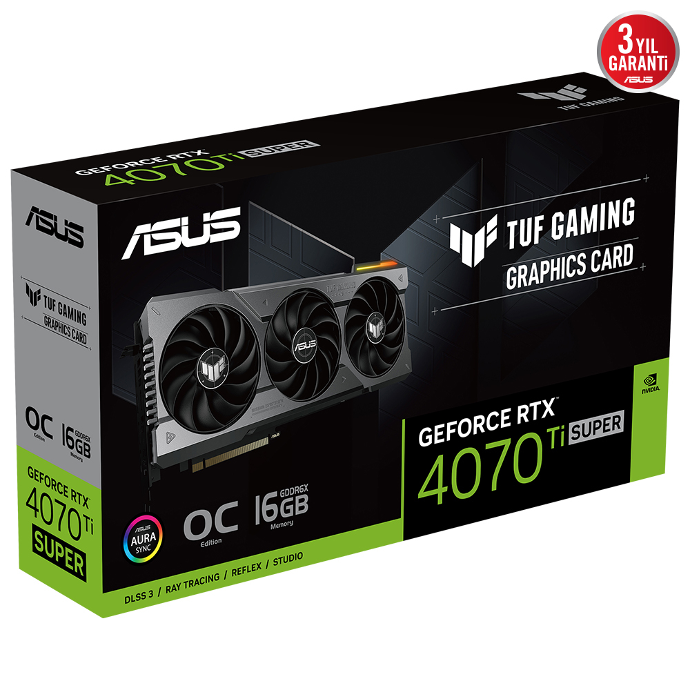 ASUS TUF GeForce RTX 4070 Ti SUPER TUF-RTX4070TIS-O16G-GAMING GDDR6X 256Bit DX12 DLSS 3 Gaming (Oyuncu) Ekran Kartı