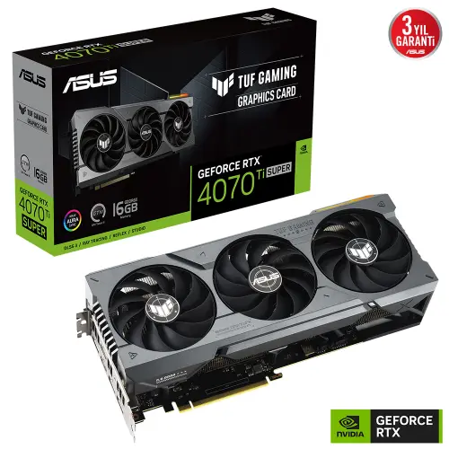 ASUS Tuf GeForce RTX 4070 Ti SUPER 16GB TUF-RTX4070TIS-16G-GAMING GDDR6X 256Bit DX12 DLSS 3 Gaming (Oyuncu) Ekran Kartı
