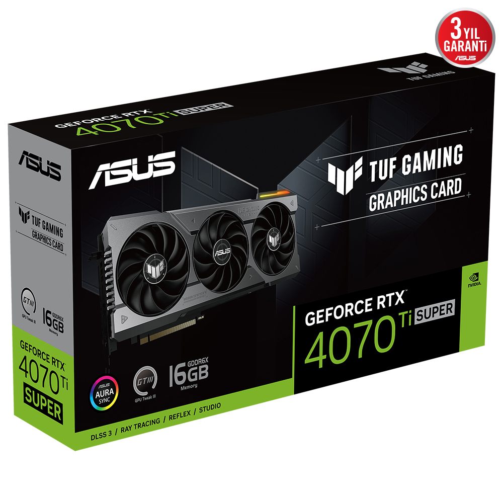 ASUS Tuf GeForce RTX 4070 Ti SUPER 16GB TUF-RTX4070TIS-16G-GAMING GDDR6X 256Bit DX12 DLSS 3 Gaming (Oyuncu) Ekran Kartı