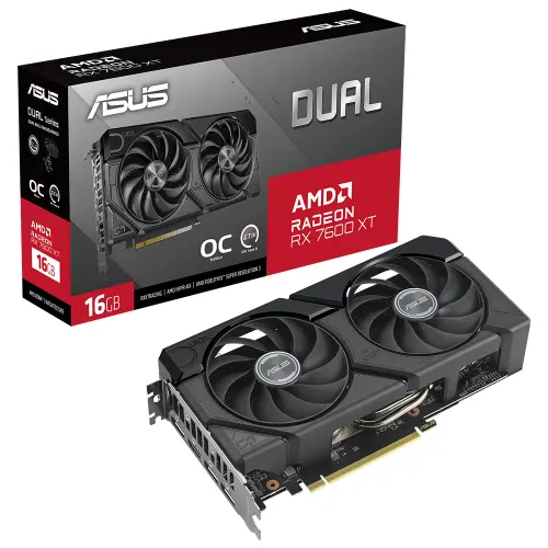 ASUS Dual Radeon RX 7600 XT OC 16GB DUAL-RX7600XT-O16G GDDR6 128Bit DX12 Gaming (Oyuncu) Ekran Kartı