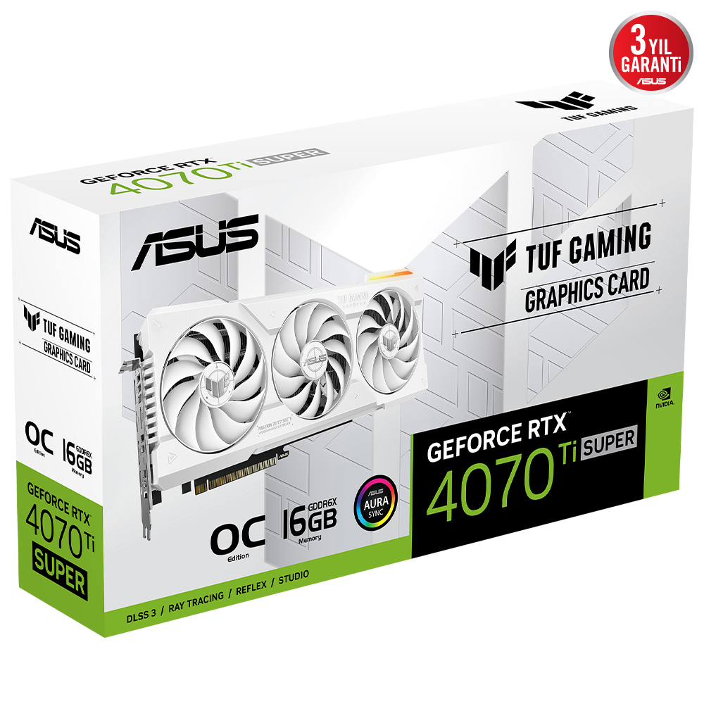 ASUS Tuf GeForce RTX 4070 Ti SUPER TUF-RTX4070TIS-O16G-WHITE-GAMING GDDR6X 256Bit DX12 DLSS 3 Gaming (Oyuncu) Ekran Kartı