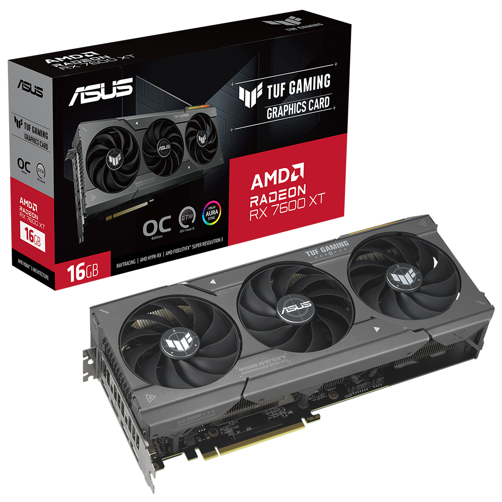 ASUS TUF Gaming Radeon RX 7600 XT OC TUF-RX7600XT-O16G-GAMING 16GB GDDR6 128Bit DX12 Gaming (Oyuncu) Ekran Kartı