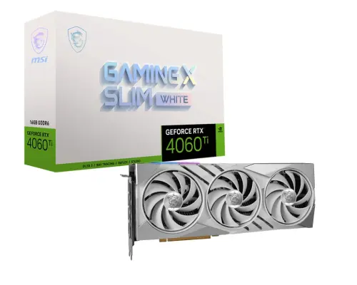 MSI GeForce RTX 4060 Ti GAMING X SLIM WHITE 16G GDDR6 128Bit DX12 DLSS 3 Gaming (Oyuncu) Ekran Kartı