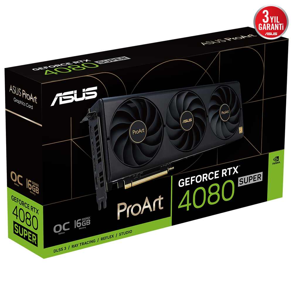 ASUS ProArt GeForce RTX 4080 Super 16GB OC PROART-RTX4080S-O16G GDDR6X 256Bit DLSS 3  Gaming (Oyuncu) Ekran Kartı