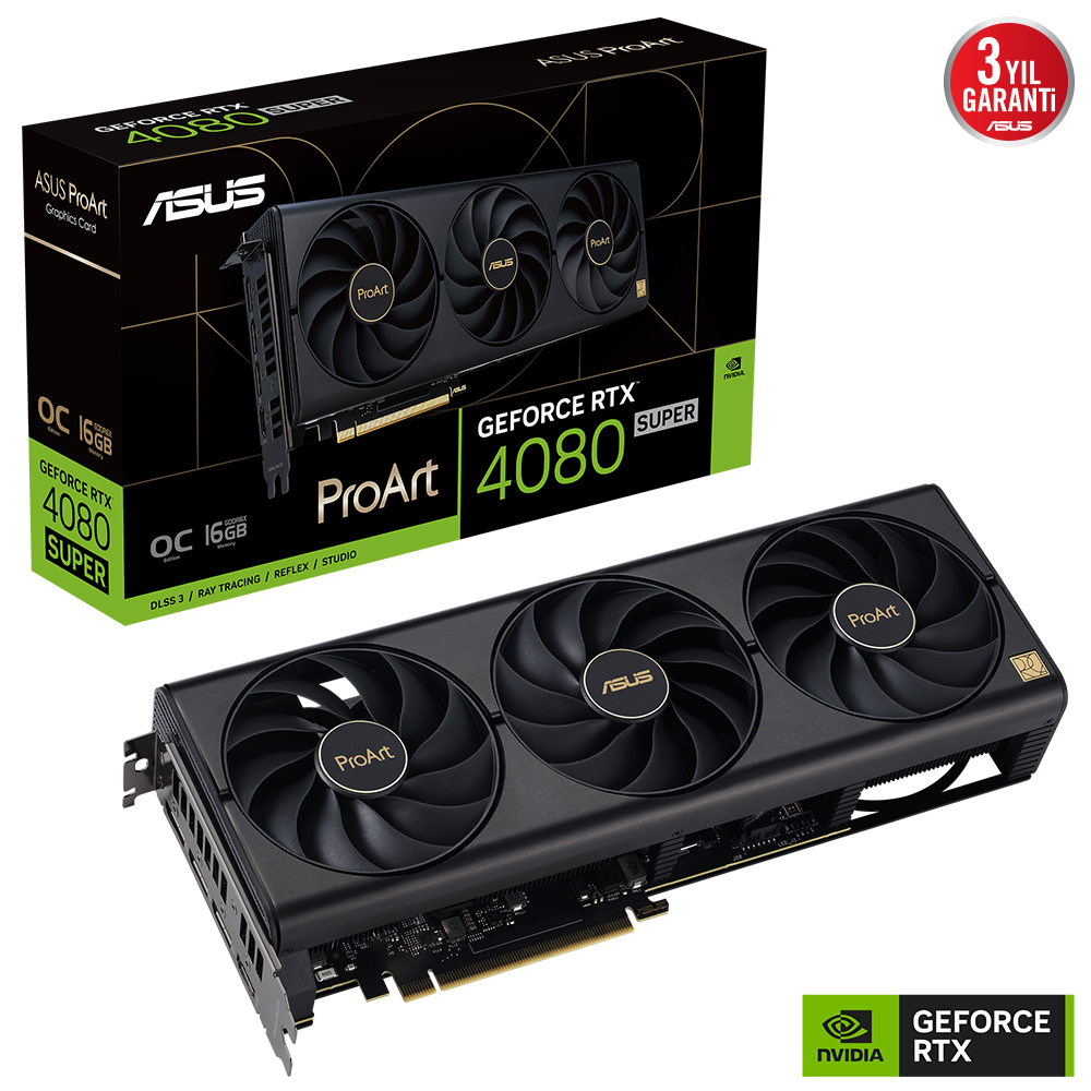 ASUS ProArt GeForce RTX 4080 Super 16GB OC PROART-RTX4080S-O16G GDDR6X 256Bit DLSS 3  Gaming (Oyuncu) Ekran Kartı