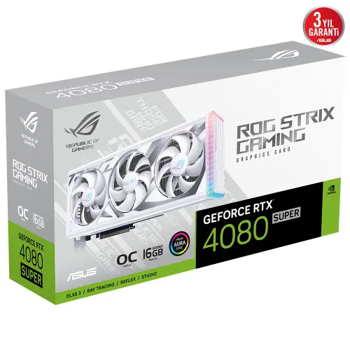 ASUS ROG Strıix RTX 4080 SUPER 16G OC WHITE ROG-STRIX-RTX4080S-O16G-WHITE GDDR6X 256Bit DX12 DLSS 3 Gaming (Oyuncu) Ekran Kartı
