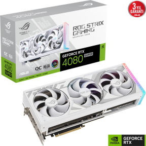 ASUS ROG Strıix RTX 4080 SUPER 16G OC WHITE ROG-STRIX-RTX4080S-O16G-WHITE GDDR6X 256Bit DX12 DLSS 3 Gaming (Oyuncu) Ekran Kartı