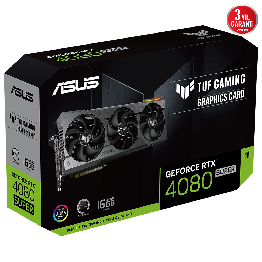 ASUS Tuf Gaming GeForce RTX 4080 SUPER 16GB TUF-RTX4080S-16G-GAMING GDDR6X 256Bit DX12 DLSS 3 Gaming (Oyuncu) Ekran Kartı