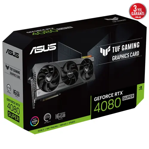 ASUS Tuf Gaming GeForce RTX 4080 SUPER 16GB TUF-RTX4080S-16G-GAMING GDDR6X 256Bit DX12 DLSS 3 Gaming (Oyuncu) Ekran Kartı