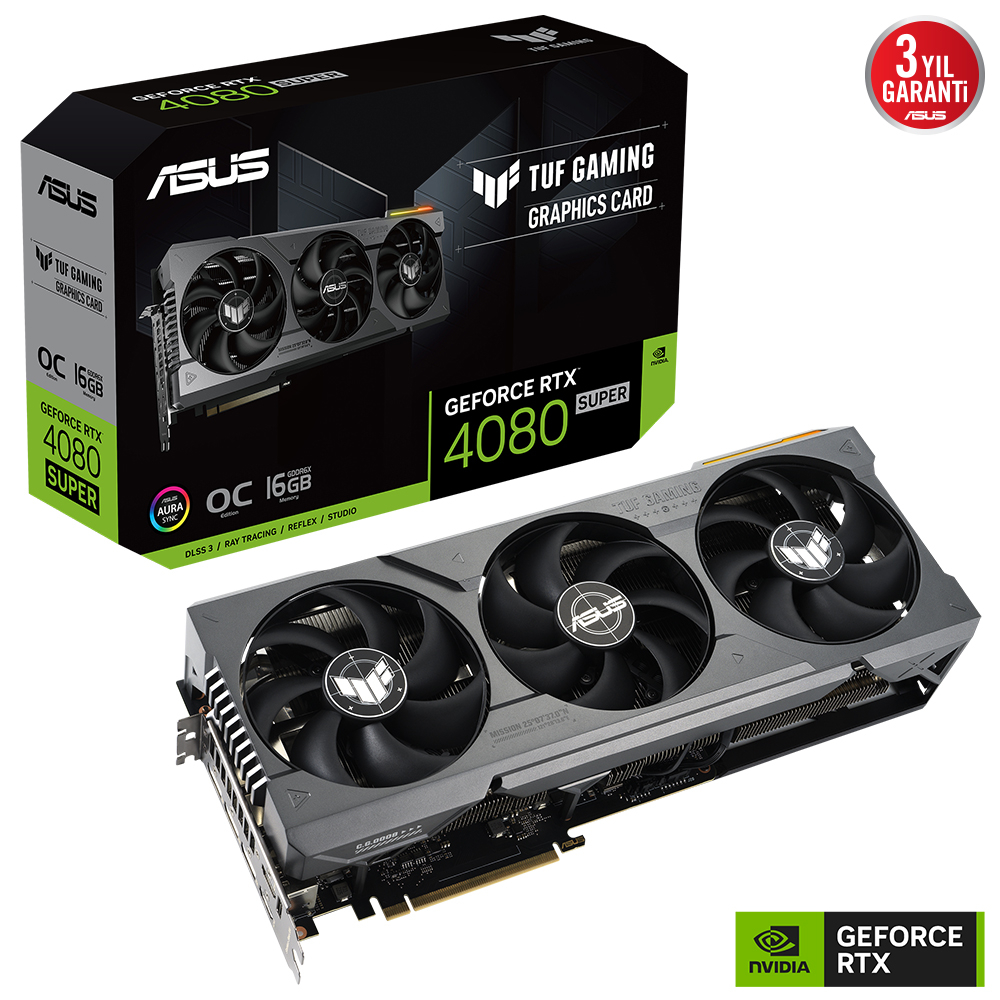 ASUS TUF Gaming GeForce RTX 4080 SUPER 16GB OC TUF-RTX4080S-O16G-GAMING GDDR6X 256Bit DX12 DLSS 3 Gaming (Oyuncu) Ekran Kartı