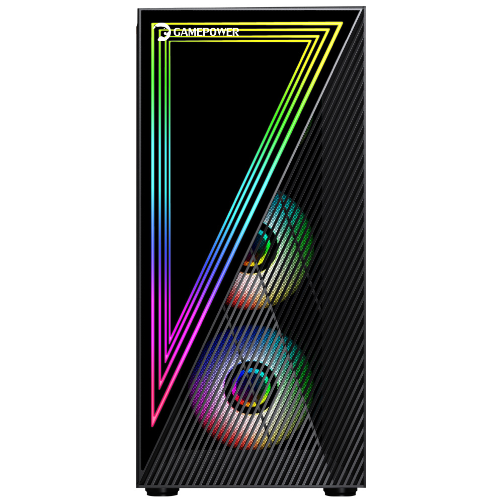 GamePower Ravadin ATX 3* ARGB Infinity Fan Temperli Cam 500W 80+ Bronze Dahili PSU Cam Gaming Siyah Kasa