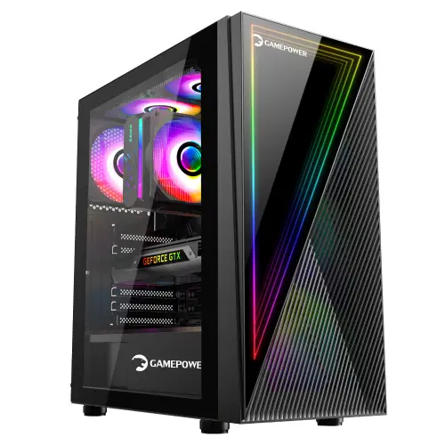 GamePower Ravadin ATX 3* ARGB Infinity Fan Temperli Cam 700W 80+ Bronze Dahili PSU Cam Gaming RGB Kontrolcüsü Siyah Kasa