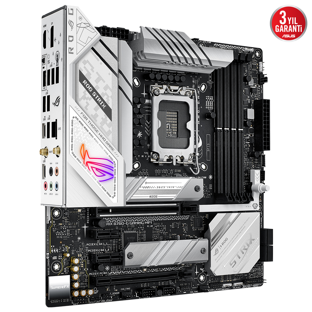 ASUS ROG Strix B760-G Gaming WIFI D5 Intel B760 Soket 1700 DDR5 7800(OC)MHz mATX Gaming (Oyuncu) Anakart