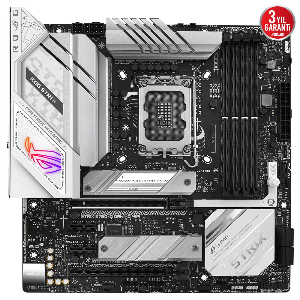 ASUS ROG Strix B760-G Gaming WIFI D5 Intel B760 Soket 1700 DDR5 7800(OC)MHz mATX Gaming (Oyuncu) Anakart