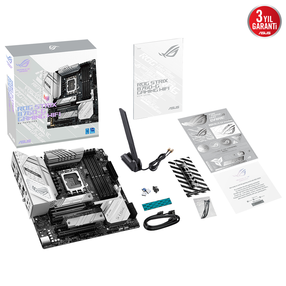 ASUS ROG Strix B760-G Gaming WIFI D5 Intel B760 Soket 1700 DDR5 7800(OC)MHz mATX Gaming (Oyuncu) Anakart