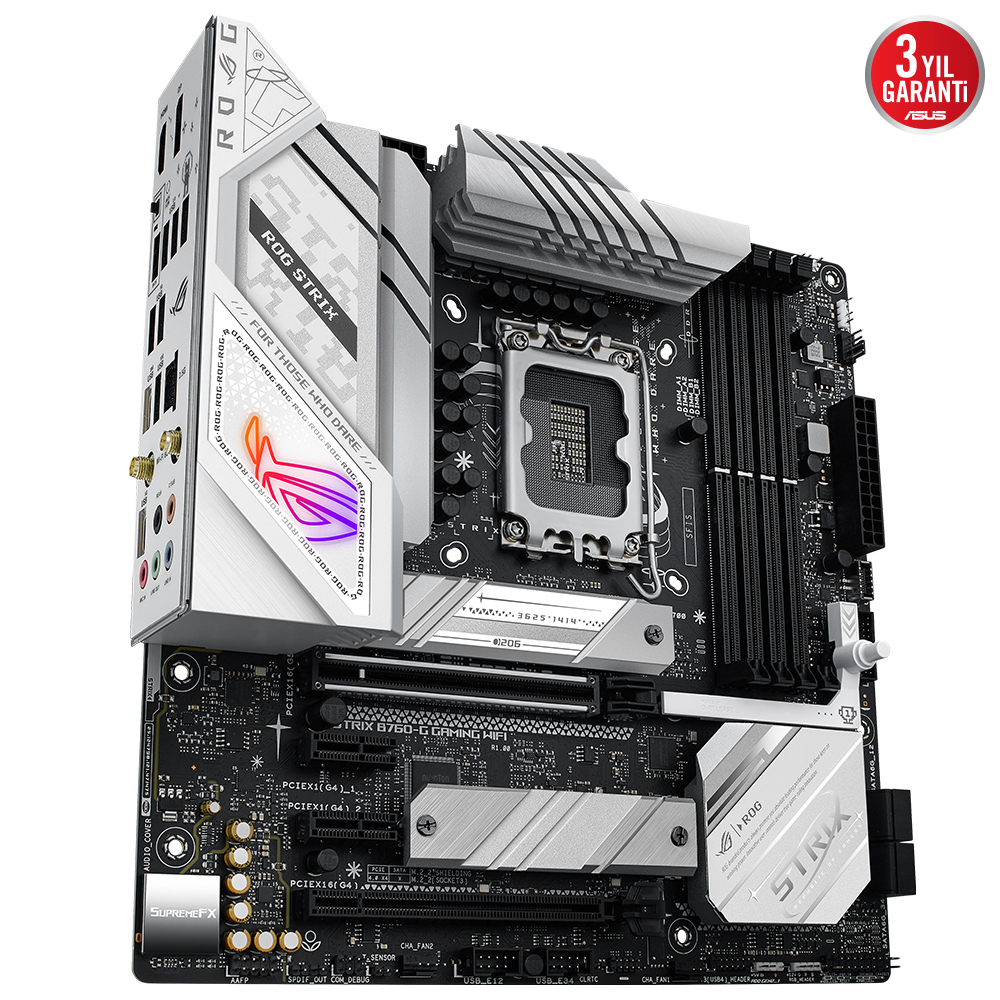 ASUS ROG Strix B760-G Gaming WIFI D5 Intel B760 Soket 1700 DDR5 7800(OC)MHz mATX Gaming (Oyuncu) Anakart