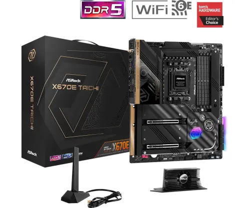 Asrock X670E Taichi 90-MXBJ00-A0UAYZ AMD X670 Soket AM5 DDR5 7800+(OC)MHz EATX Gaming (Oyuncu) Anakart