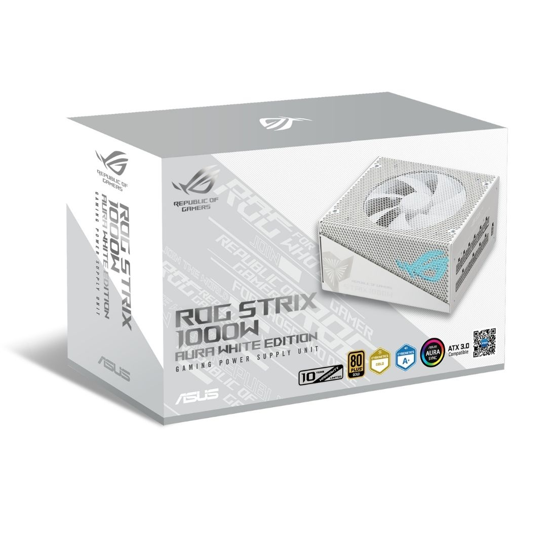 ASUS ROG-STRIX-1000G-AURA 1000W White 80+ Gold Aura Edition Power Supply (90YE00P5-B0NA00)