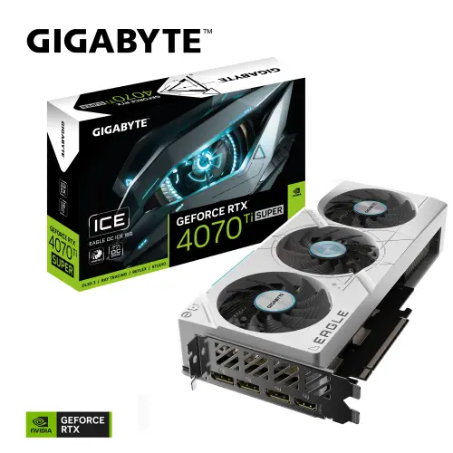 Gigabyte GeForce RTX 4070 Ti SUPER EAGLE OC ICE 16G GV-N407TSEAGLEOC ICE-16GD GDDR6X 256Bit DX12 DLSS 3 Gaming (Oyuncu) Ekran Kartı