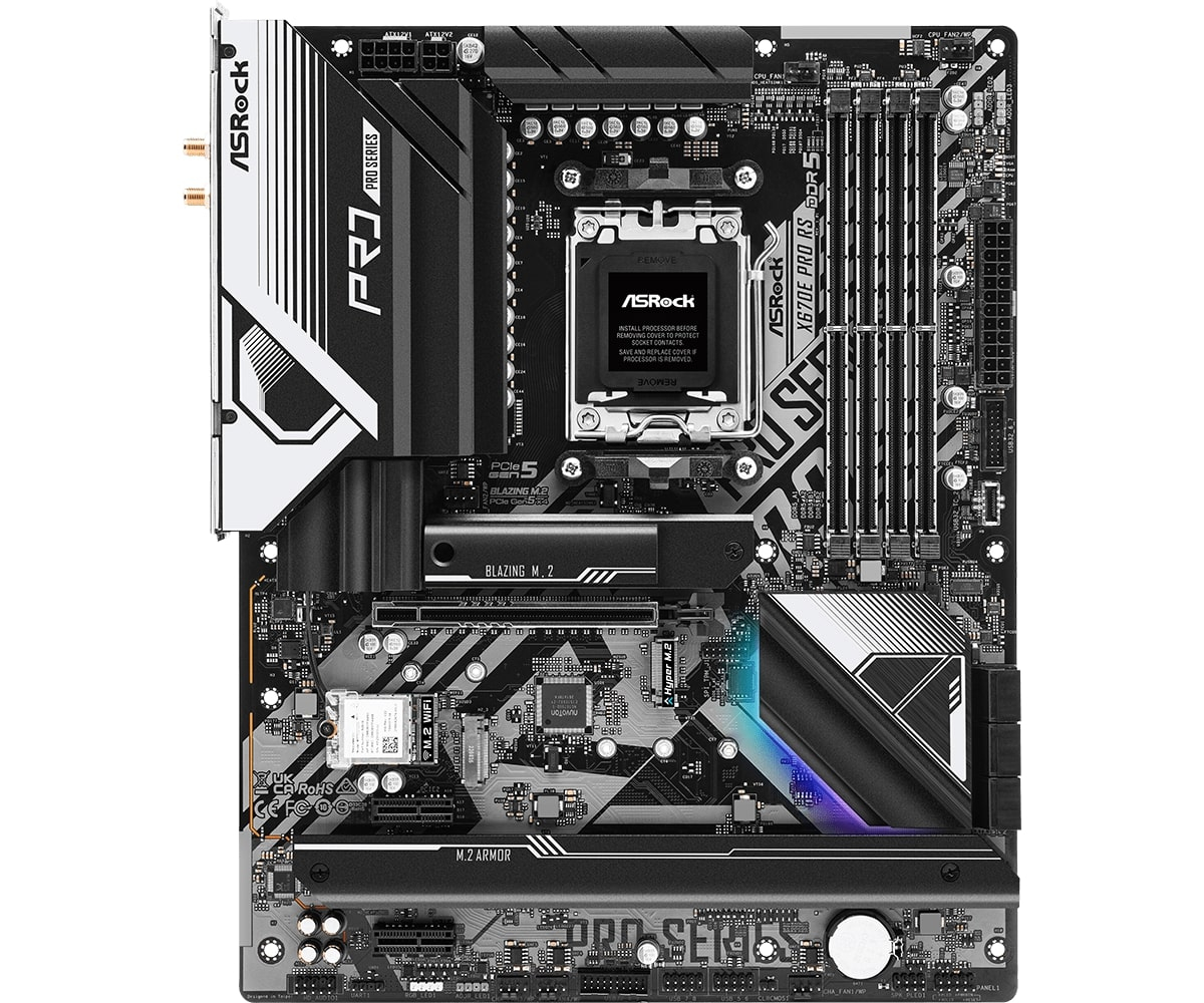 Asrock X670E Pro RS 90-MXBJ70-A0UAYZ AMD X670 Soket AM5 DDR5 7600+(OC)MHz ATX Gaming (Oyuncu) Anakart