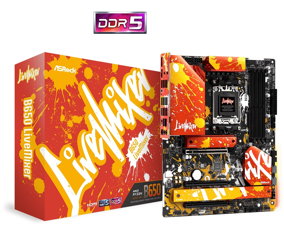 Asrock B650 LiveMixer 90-MXBJ50-A0UAYZ AMD B650 Soket AM5 DDR5 7200+(OC)MHz ATX Gaming (Oyuncu) Anakart