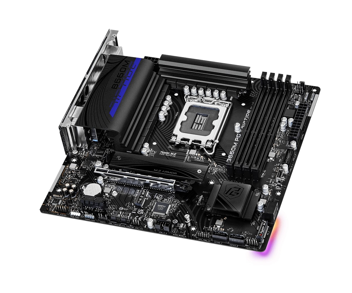 Asrock B660M PG Riptide 90-MXBJF0-A0UAYZ Intel B660 Soket 1700 DDR4 5333(OC)MHz mATX Gaming (Oyuncu) Anakart