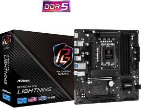 Asrock B760M PG Lightning 90-MXBM20-A0UAYZ Intel B760 Soket 1700 DDR5 7200(OC)MHz mATX Gaming (Oyuncu) Anakart