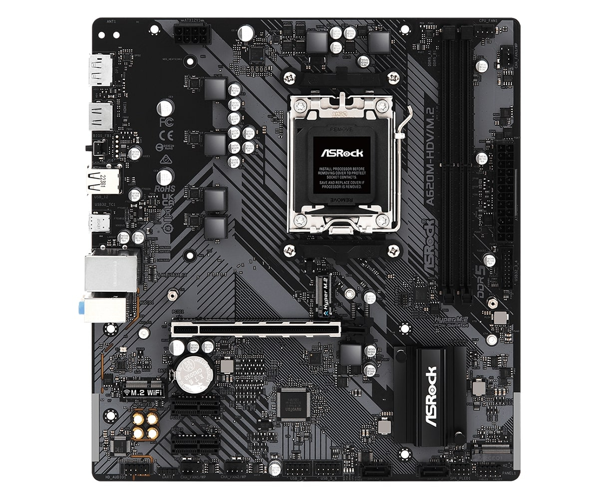 Asrock A620M-HDV/M.2 90-MXBLL0-A0UAYZ AMD A620 Soket AM5 DDR5 6400+(OC)MHz mATX Gaming (Oyuncu) Anakart