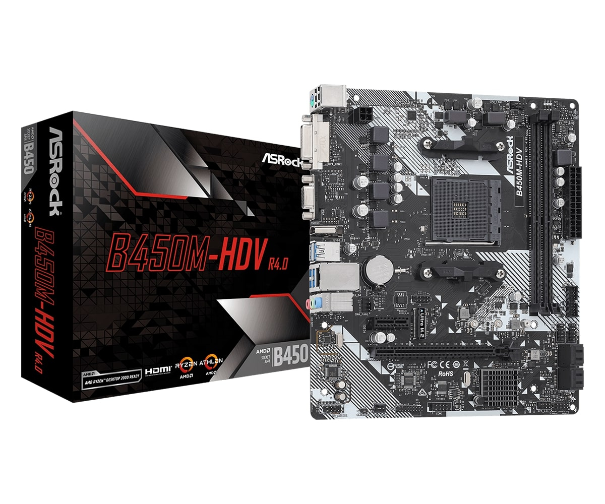 Asrock B450M-HDV R4.0 90-MXB9N0-A0UAYZ AMD B450 Soket AM4 DDR4 3200+(OC)MHz mATX Gaming (Oyuncu) Anakart