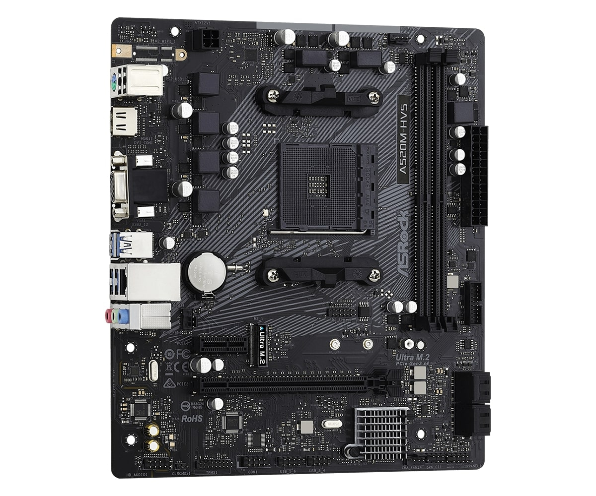 Asrock A520M-HVS 90-MXBE60-A0UAYZ AMD A520 Soket AM4 DDR4 4733+(OC)MHz mATX Gaming (Oyuncu) Anakart