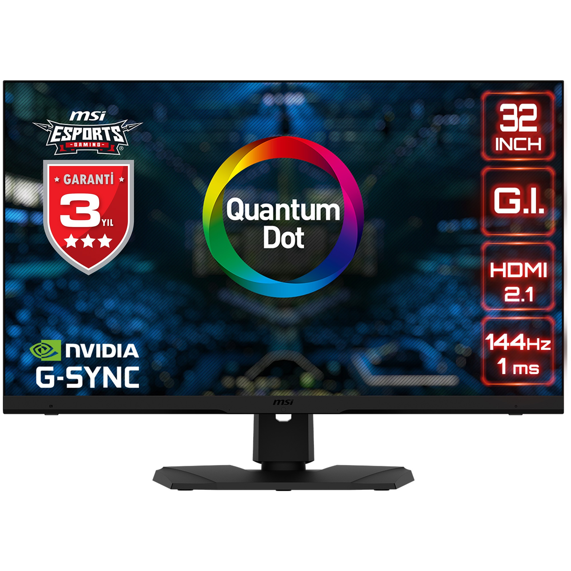 MSI OPTIX MPG321UR QD 32″ FLAT IPS 3840X2160 (UHD) 16:9 144Hz 1ms G-Sync Gaming (Oyuncu) Monitör