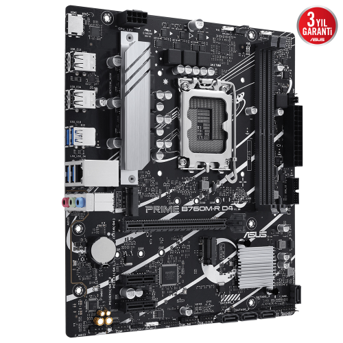 ASUS PRIME B760M-R D4 Intel B760 Soket 1700 DDR4 5333(OC)MHz mATX Gaming (Oyuncu) Anakart