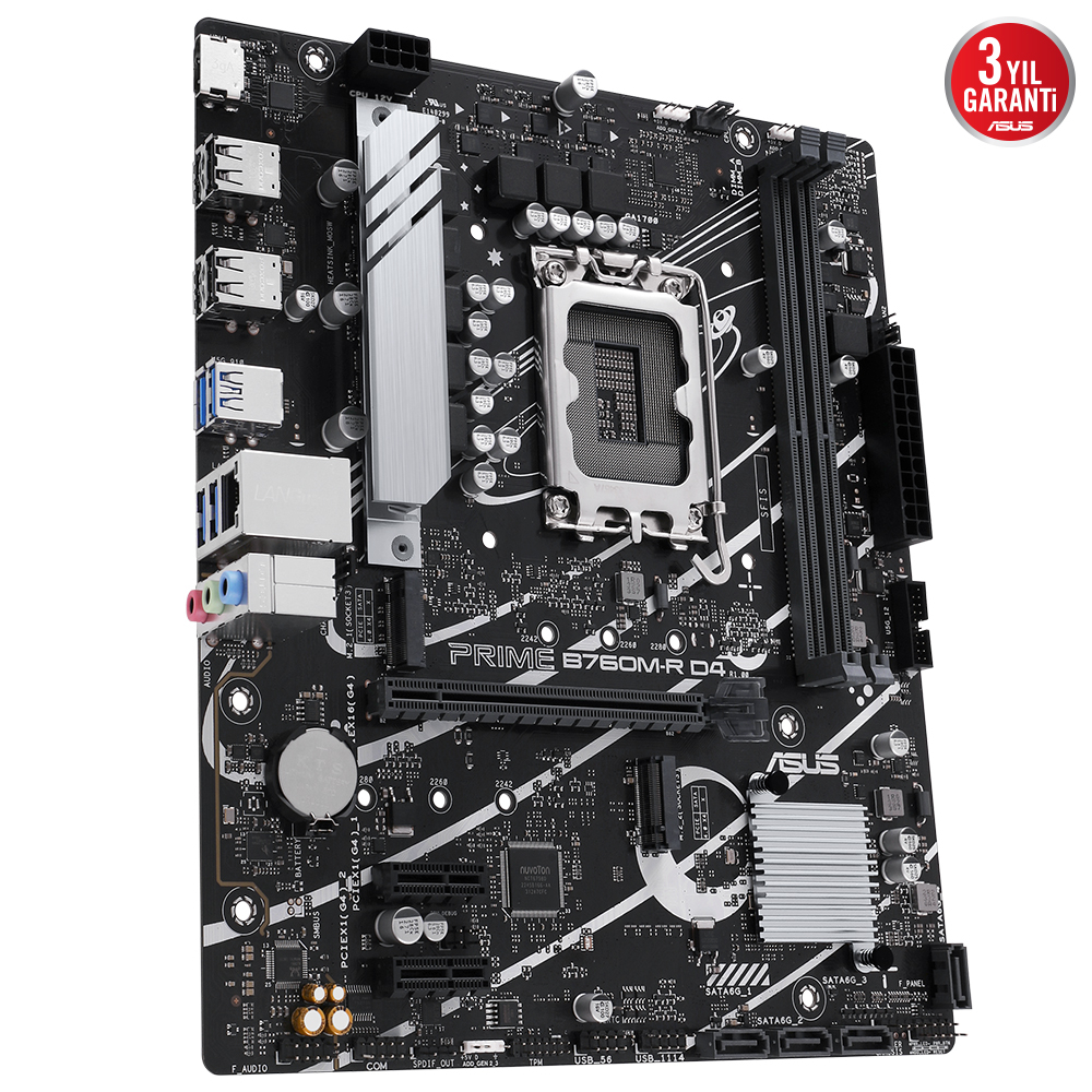 ASUS PRIME B760M-R D4 Intel B760 Soket 1700 DDR4 5333(OC)MHz mATX Gaming (Oyuncu) Anakart