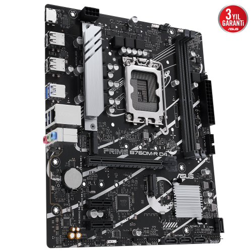 ASUS PRIME B760M-R D4 Intel B760 Soket 1700 DDR4 5333(OC)MHz mATX Gaming (Oyuncu) Anakart