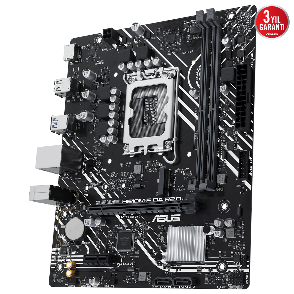 ASUS PRIME H610M-F D4 R2.0-CSM Intel H610 Soket 1700 DDR4 3200MHz mATX Gaming (Oyuncu) Anakart