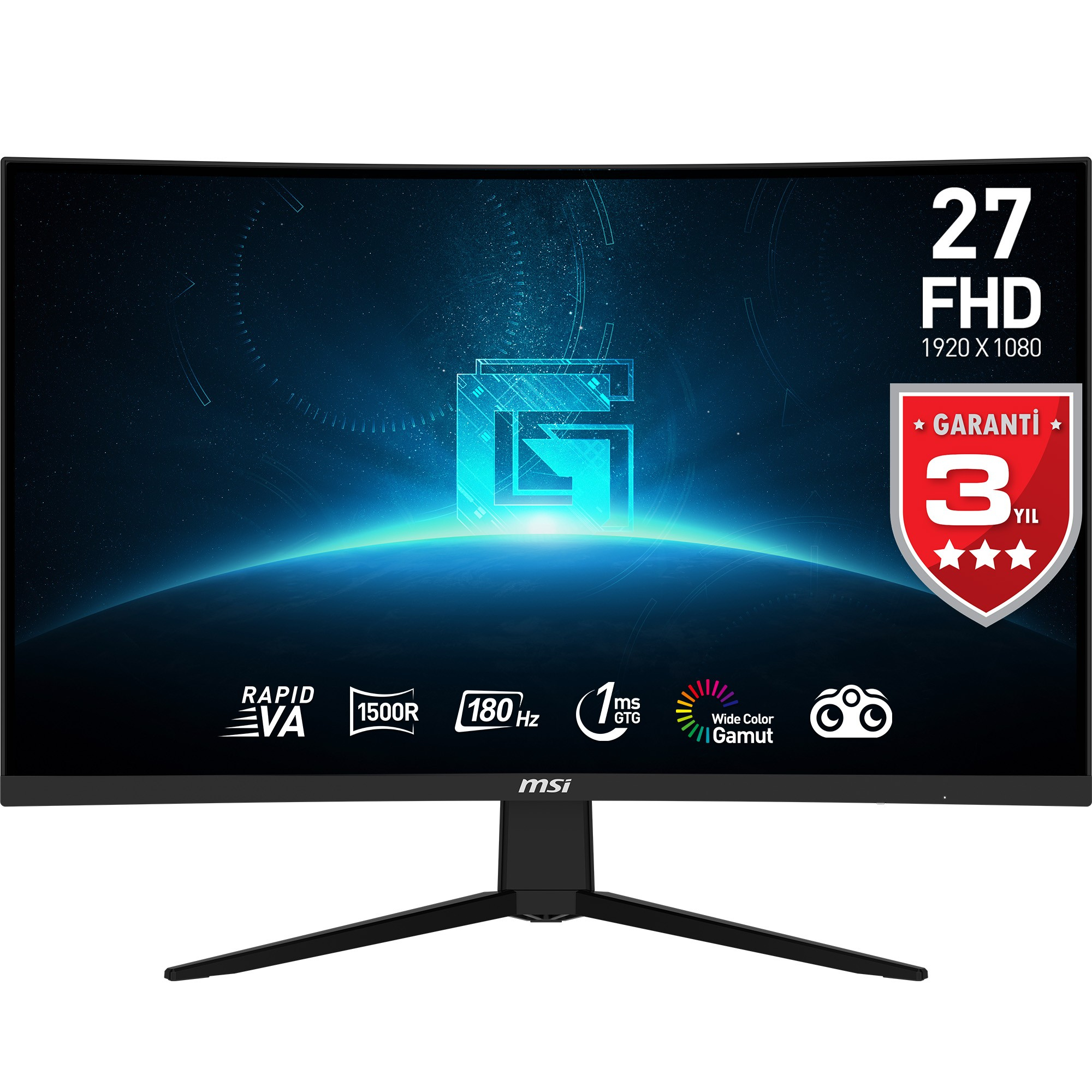 MSI 27″ G27C3F 1ms 180Hz  Rapid VA FreeSync Curved Full HD Gaming Monitör